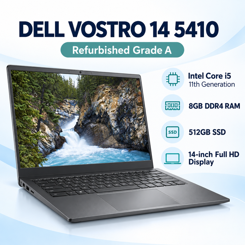 Refurbished Dell Vostro 14 5410 Core i5 11th Gen 8GB RAM 512GB SSD Laptop – Grade A