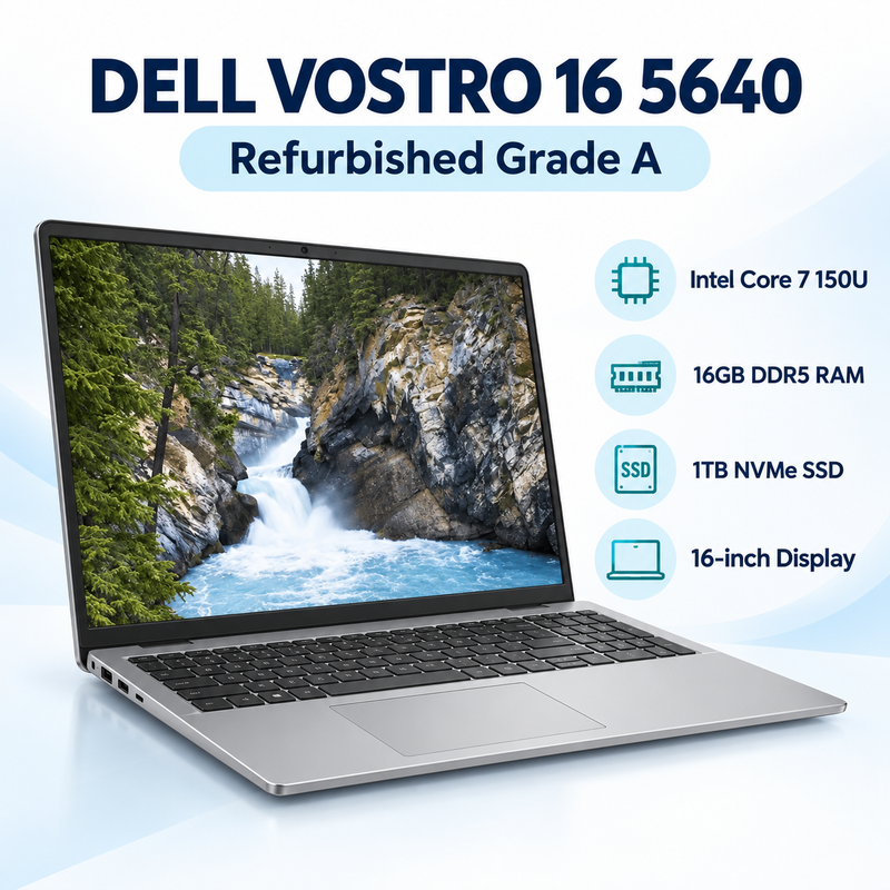 Refurbished Dell Vostro 16 5640 Core 7 150U 16GB RAM 1TB NVMe SSD – Grade A