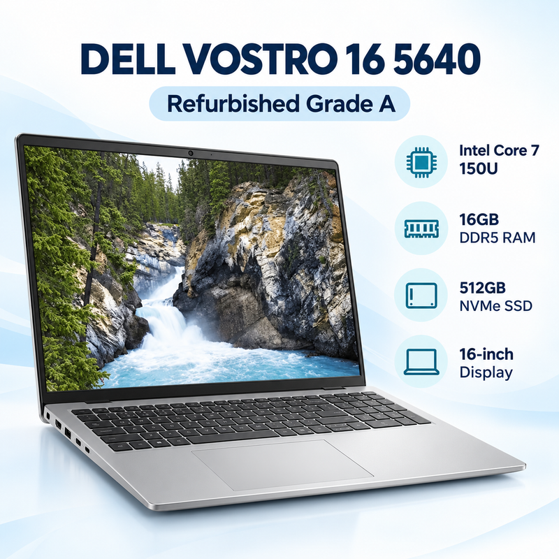 Refurbished Dell Vostro 16 5640 Core 7 150U 16GB RAM 512GB NVMe SSD – Grade A