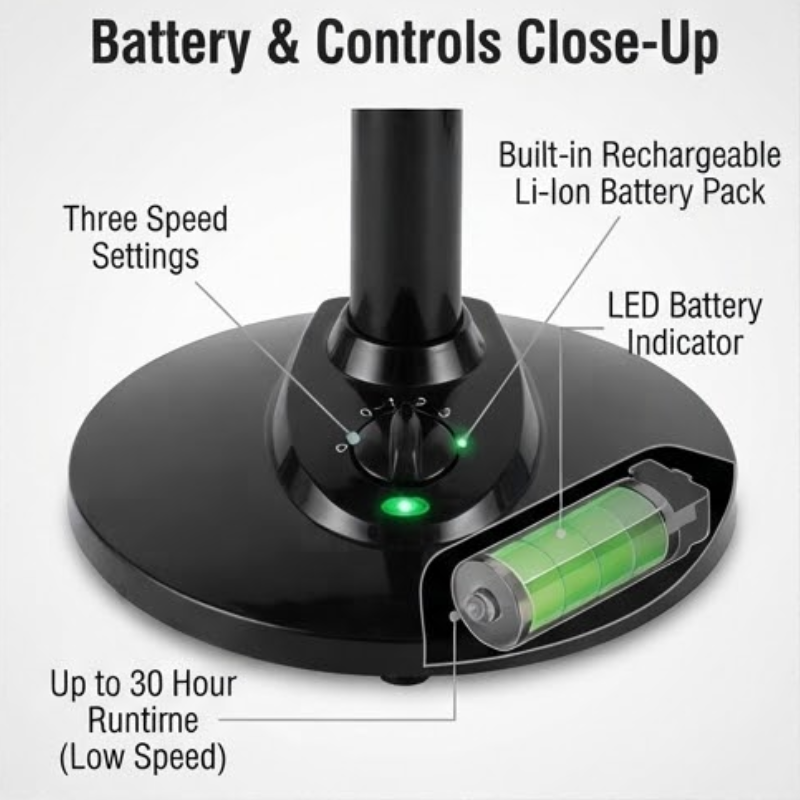30cm Rechargeable Pedestal Fan SPRF16