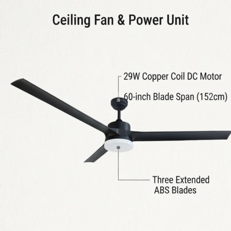 60-Inch 29W Ceiling Fan with 18W LED Light