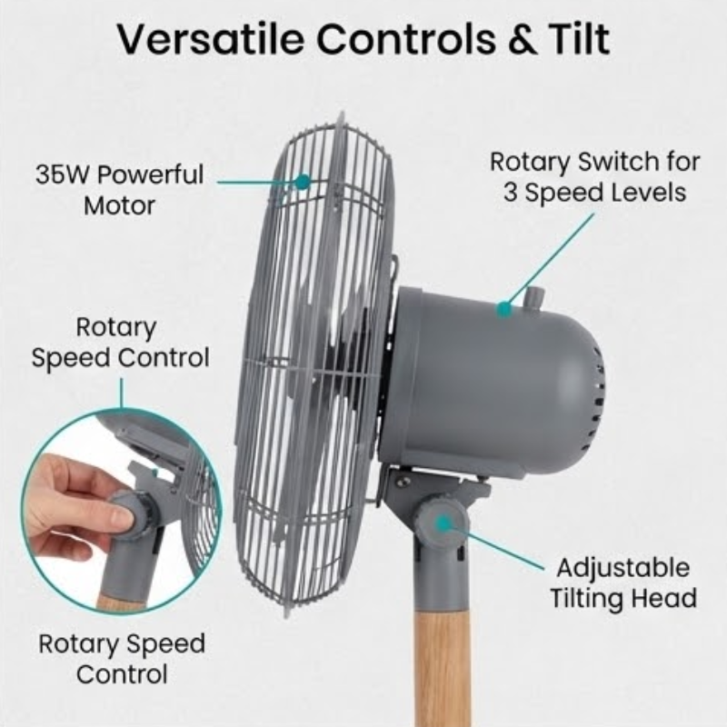 30cm Slate Grey Metal Desk Fan SDF30G