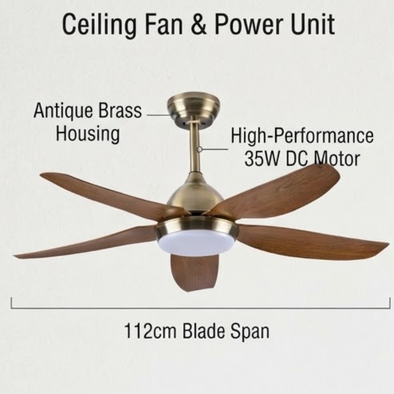 35W 44-Inch Ceiling Fan with 18W LED Light