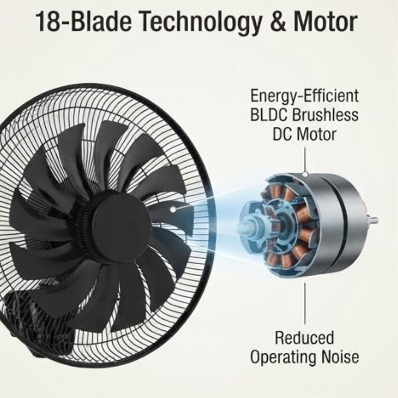 45cm 75W BLDC Wall Mounted Fan with Remote