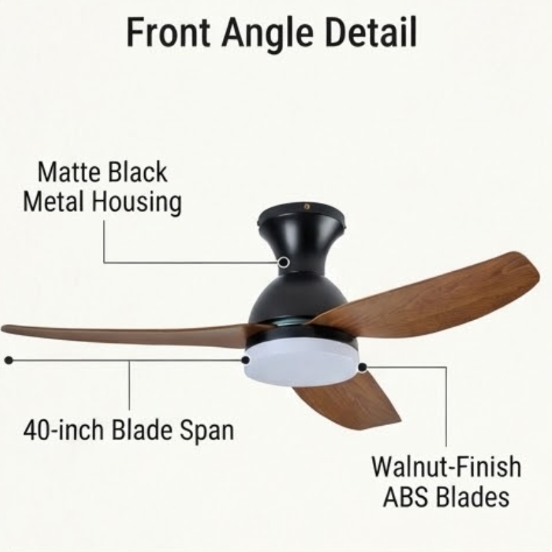 40-Inch 25W DC Ceiling Fan with 18W LED Light