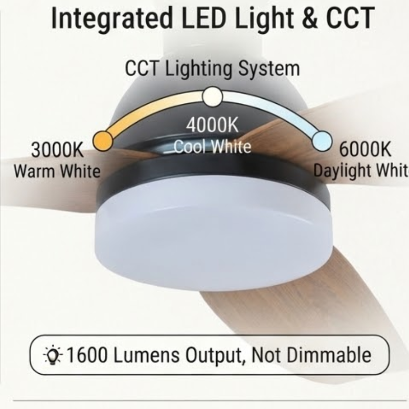 40-Inch 25W DC Ceiling Fan with 18W LED Light