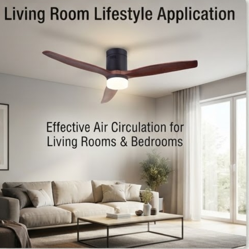 FCF077 Matt Black 52-Inch Ceiling Fan with LED Light