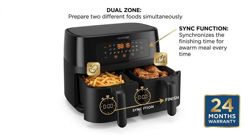 Kenwood 8L Dual Air Fryer HFP70.000BK
