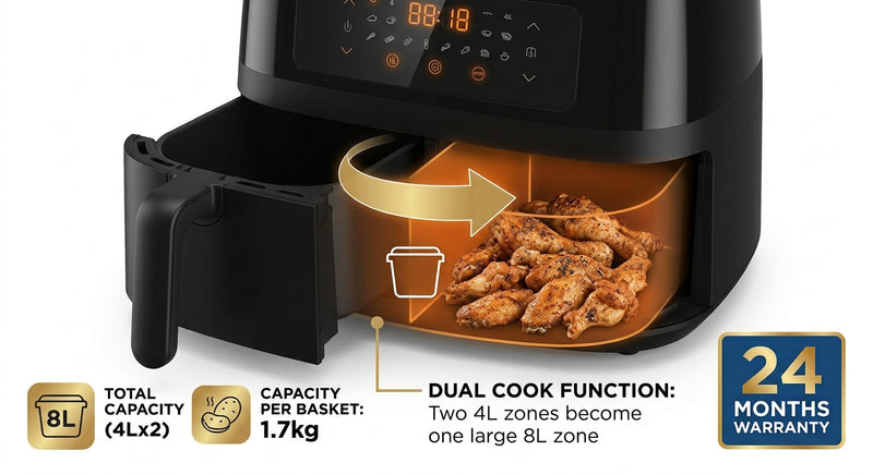 Kenwood 8L Dual Air Fryer HFP70.000BK