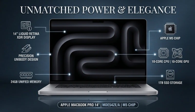 Apple MacBook Pro 14″ MDE64ZE/A | Apple M5 Chip | 10-Core CPU | 10-Core GPU | 24GB RAM | 1TB SSD | Silver