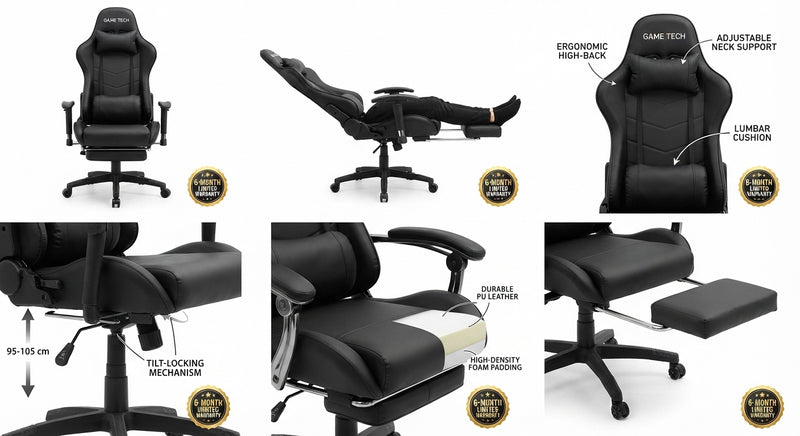 GameTech YT-055 Gaming Chair – Black
