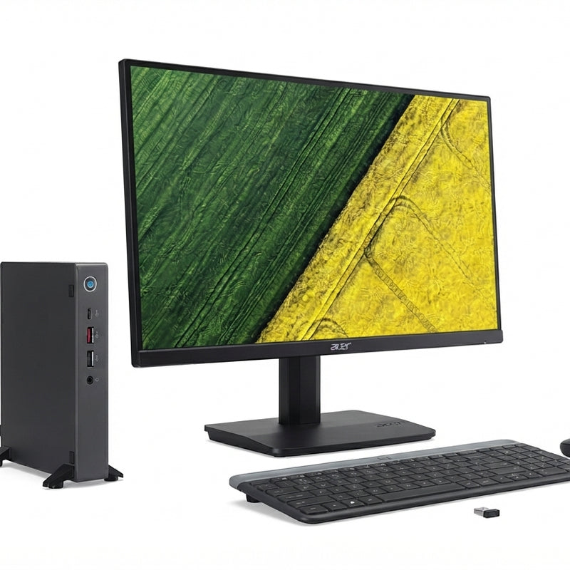 Acer Veriton 2000 Mini Core 5 Desktop Bundle with 27-inch FHD 120Hz Monitor and Logitech MK470 Wireless Combo