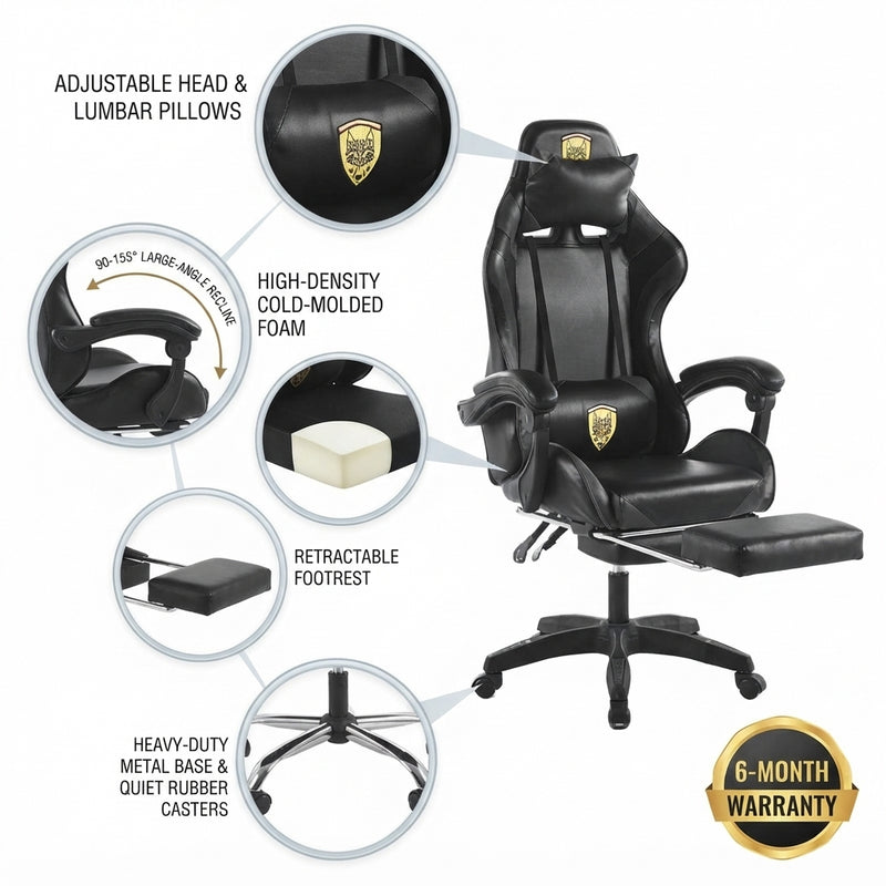 Ergonomic Gaming Chair with Footrest