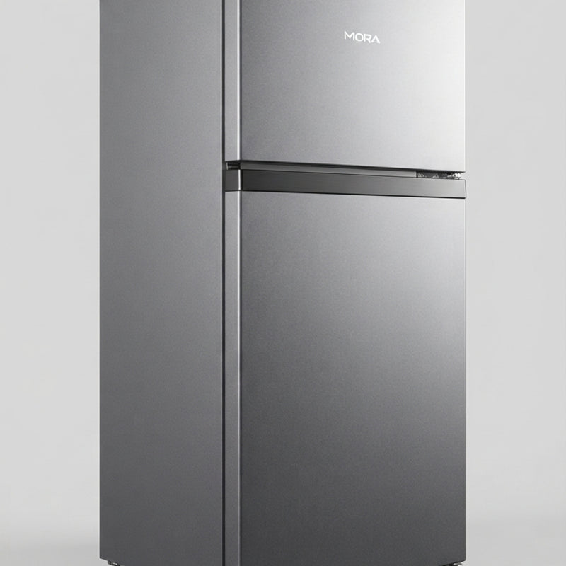 Mora M120TTS 87L Top Mount Freezer Fridge with Adjustable Shelves – Titanium Grey