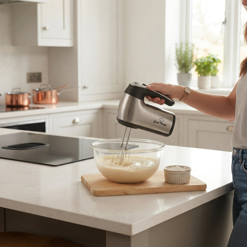 Good Mama GES-B4 Electric Hand Mixer R127 with Stainless Steel Beaters & Dough Hooks