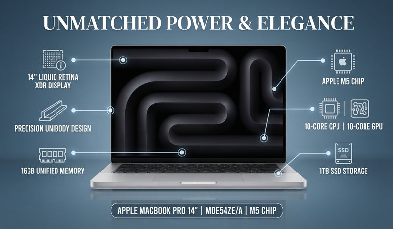 Apple MacBook Pro 14″ MDE54ZE/A | Apple M5 Chip | 10-Core CPU | 10-Core GPU | 16GB RAM | 1TB SSD | Silver