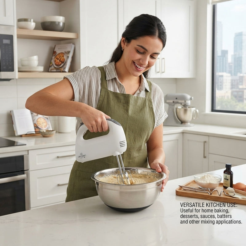 GES-B5 R109 Electric Hand Mixer with Beaters & Dough Hooks – White
