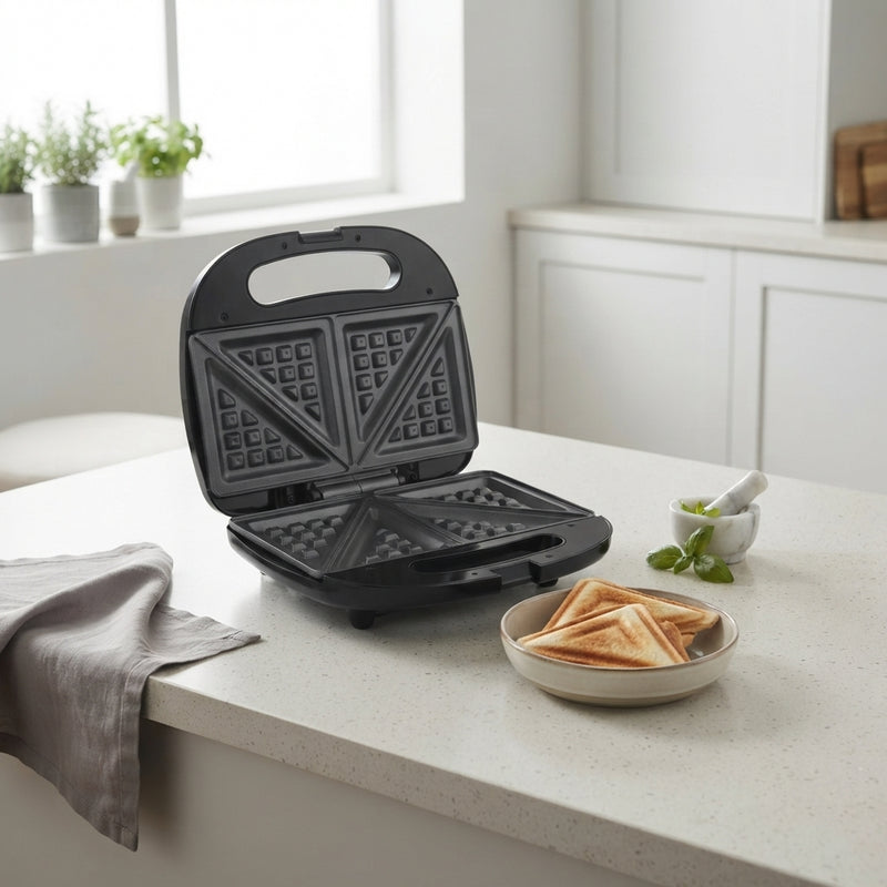 Good Mama GES-E4 3-in-1 Sandwich Maker, Waffle & Grill with Interchangeable Non-Stick Plates – 1000W