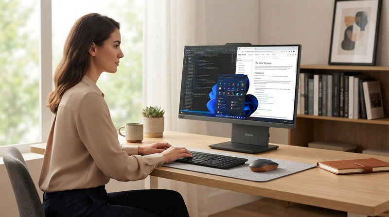 Lenovo ThinkCentre Neo 50a 24 Gen 5 Core 7 All-in-One Casual Gaming and Productivity Bundle with Wireless Keyboard and Vertical Mouse