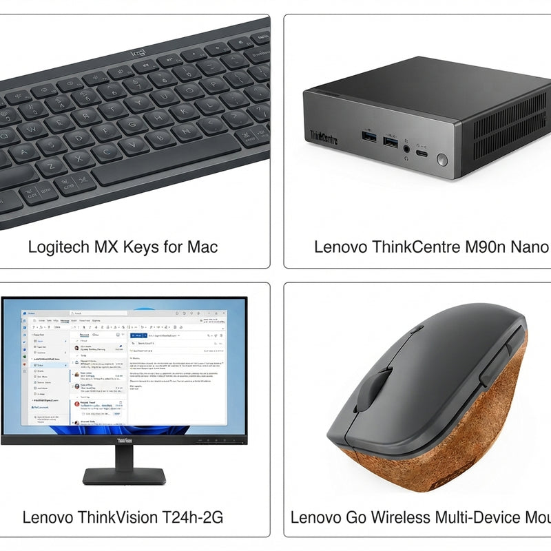 Lenovo ThinkCentre Neo 50q Gen 5 Core 5 Desktop Bundle with 23.8-inch ThinkVision Monitor, Logitech MX Keys S and Vertical Mouse