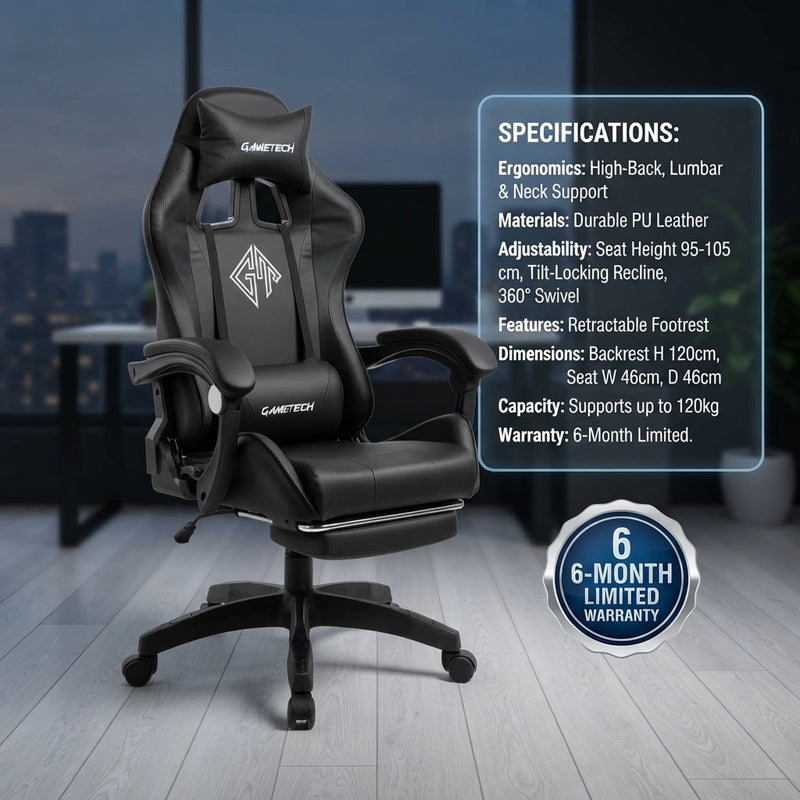 GameTech YT-055 Gaming Chair – Black