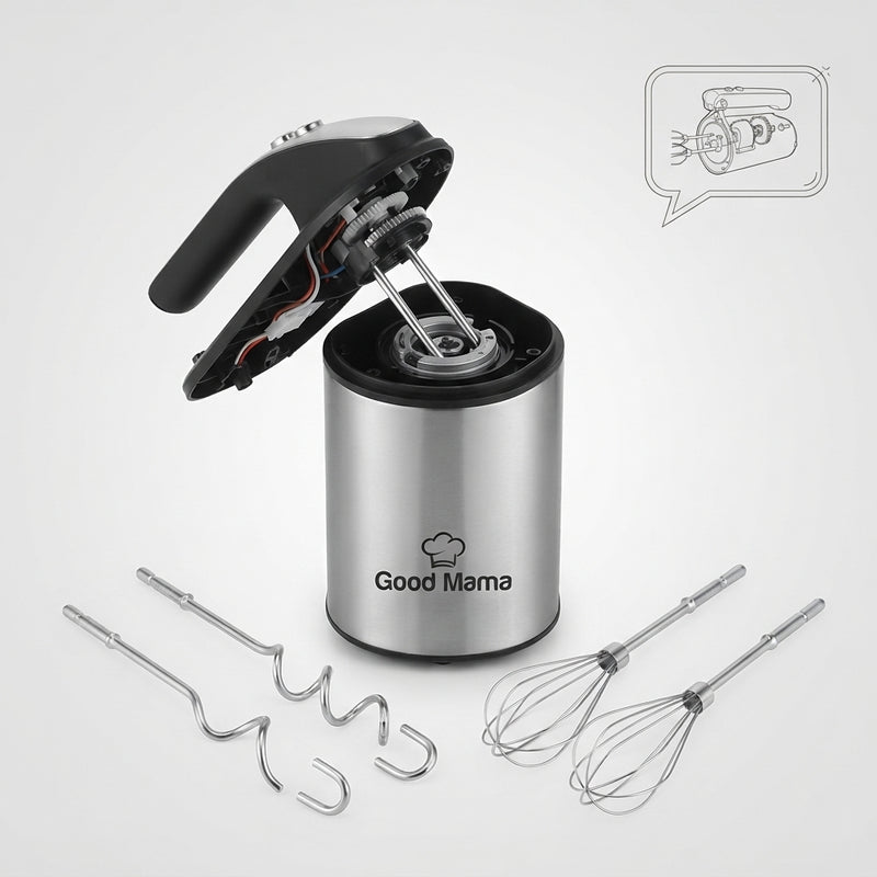 Good Mama GES-B4 Electric Hand Mixer R127 with Stainless Steel Beaters & Dough Hooks