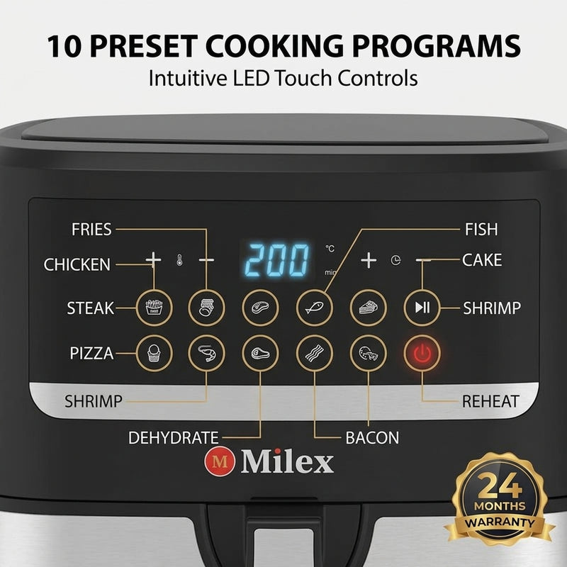 Milex 10L Digital Air Fryer – 1800W