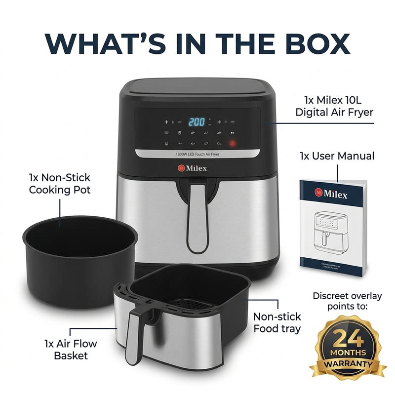 Milex 10L Digital Air Fryer – 1800W