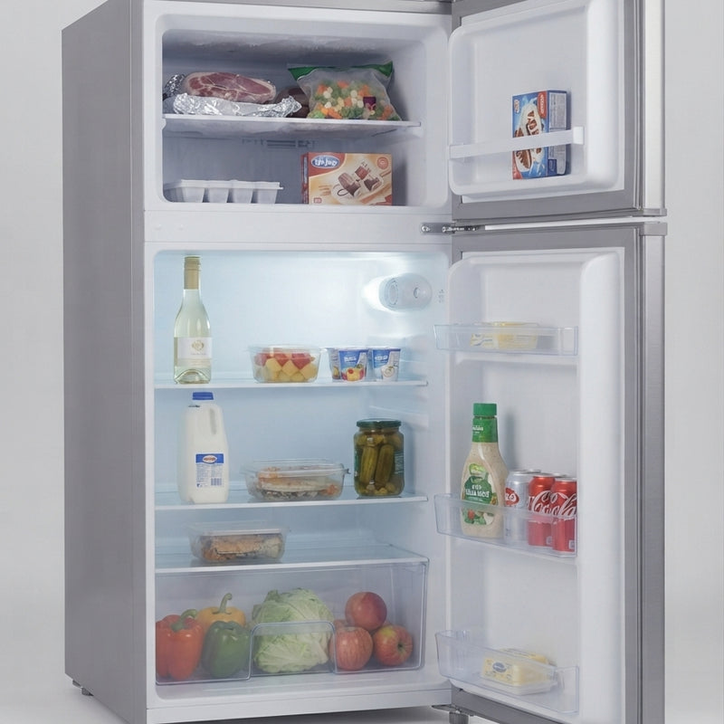 Univa UT115M 85L Top Freezer Mini Bar Fridge | Metallic | A+ Energy Rating