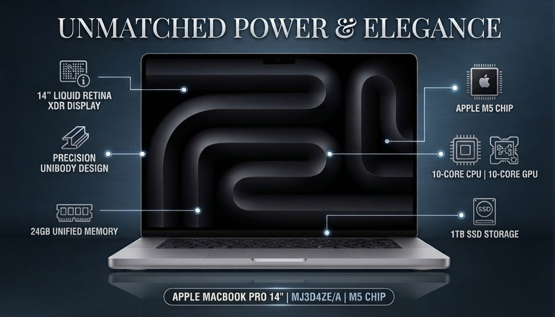 Apple MacBook Pro 14″ MJ3D4ZE/A | Apple M5 Chip | 10-Core CPU | 10-Core GPU | 32GB RAM | 1TB SSD | Silver