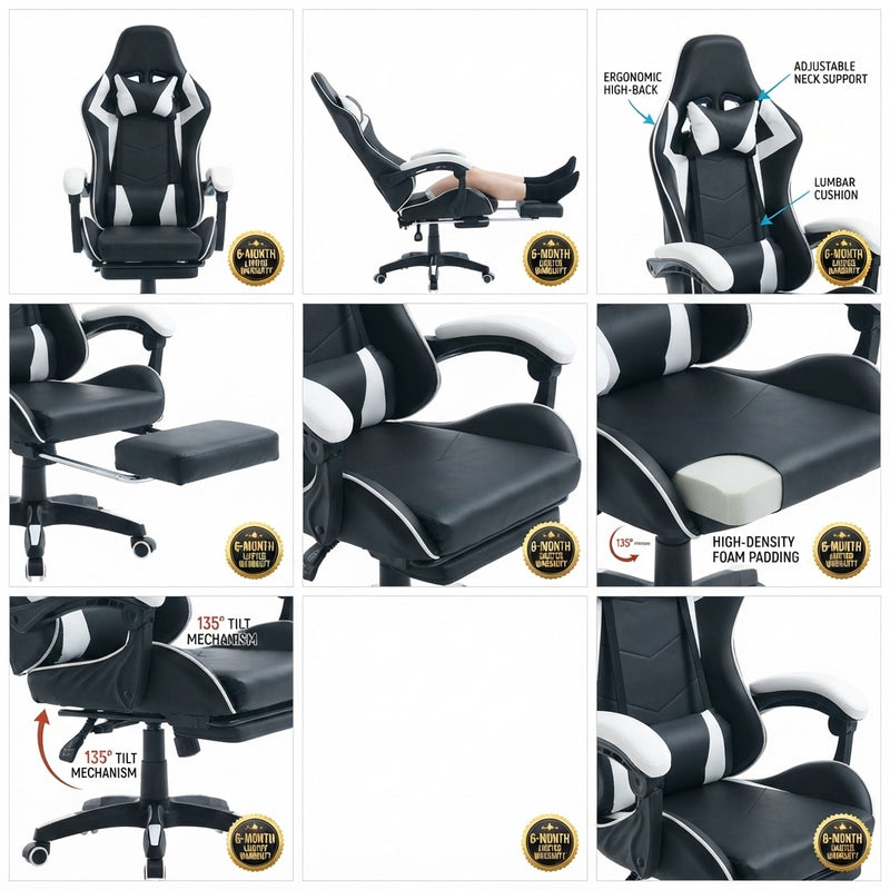 Professional Ergonomic Gaming Chair with Footrest
