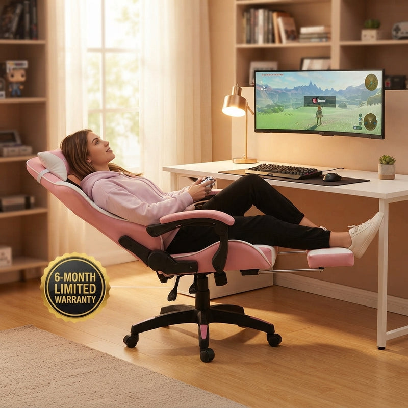 GameTech YT-055 Gaming Chair – Pink & White