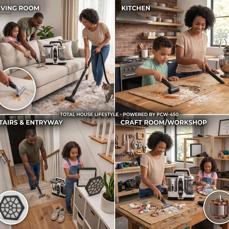 Portable 450W Carpet Cleaner Machine – White