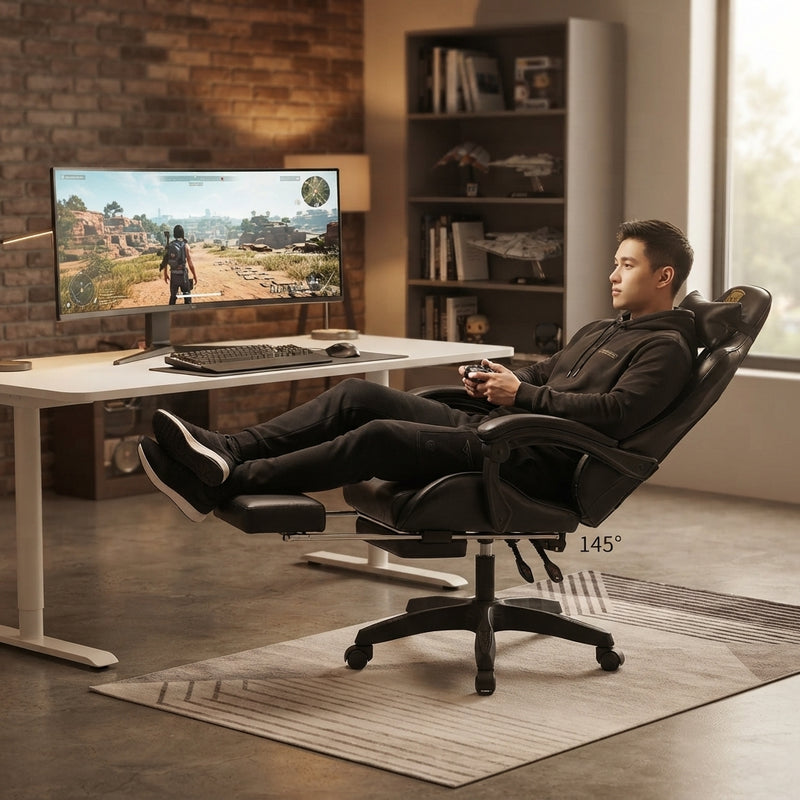 Ergonomic Gaming Chair with Footrest
