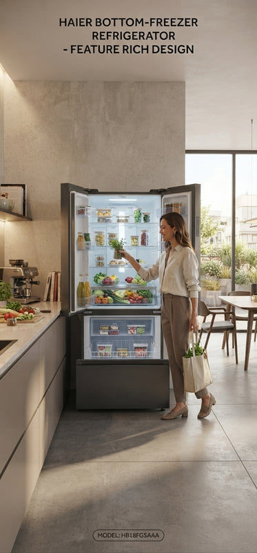 Haier 327L Bottom Freezer Fridge A++ Frost-Free with Water Dispenser – HRF-425VCWRMBLZA