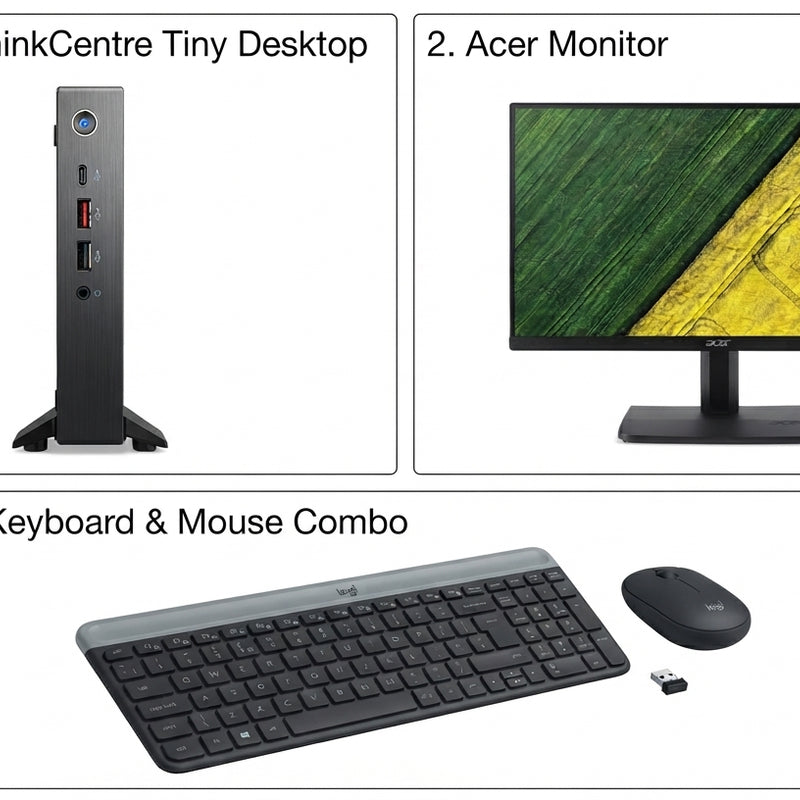 Acer Veriton 2000 Mini Core 5 Desktop Bundle with 27-inch FHD 120Hz Monitor and Logitech MK470 Wireless Combo