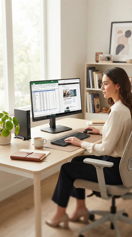 Acer Veriton 2000 Mini Core 5 Desktop Bundle with 27-inch FHD 120Hz Monitor and Logitech MK470 Wireless Combo