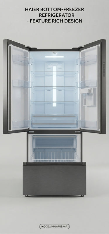 Haier 327L Bottom Freezer Fridge A++ Frost-Free with Water Dispenser – HRF-425VCWRMBLZA