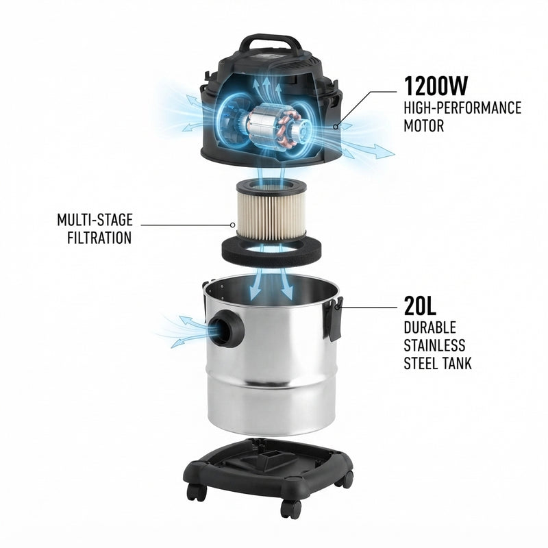 Hoover 20L Stainless Steel Wet & Dry Vacuum