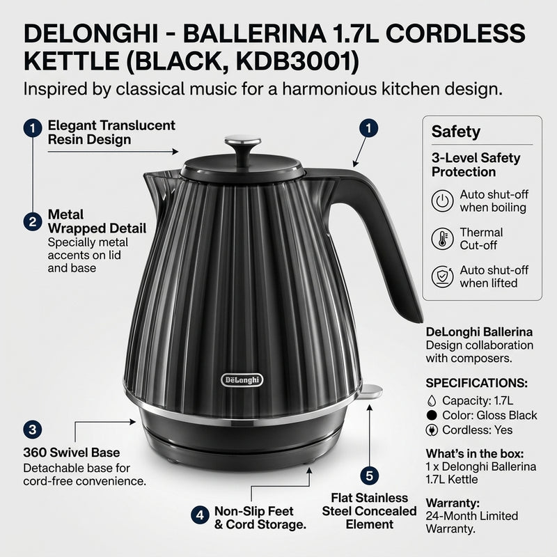 De’Longhi Ballerina 1.7L Cordless Kettle