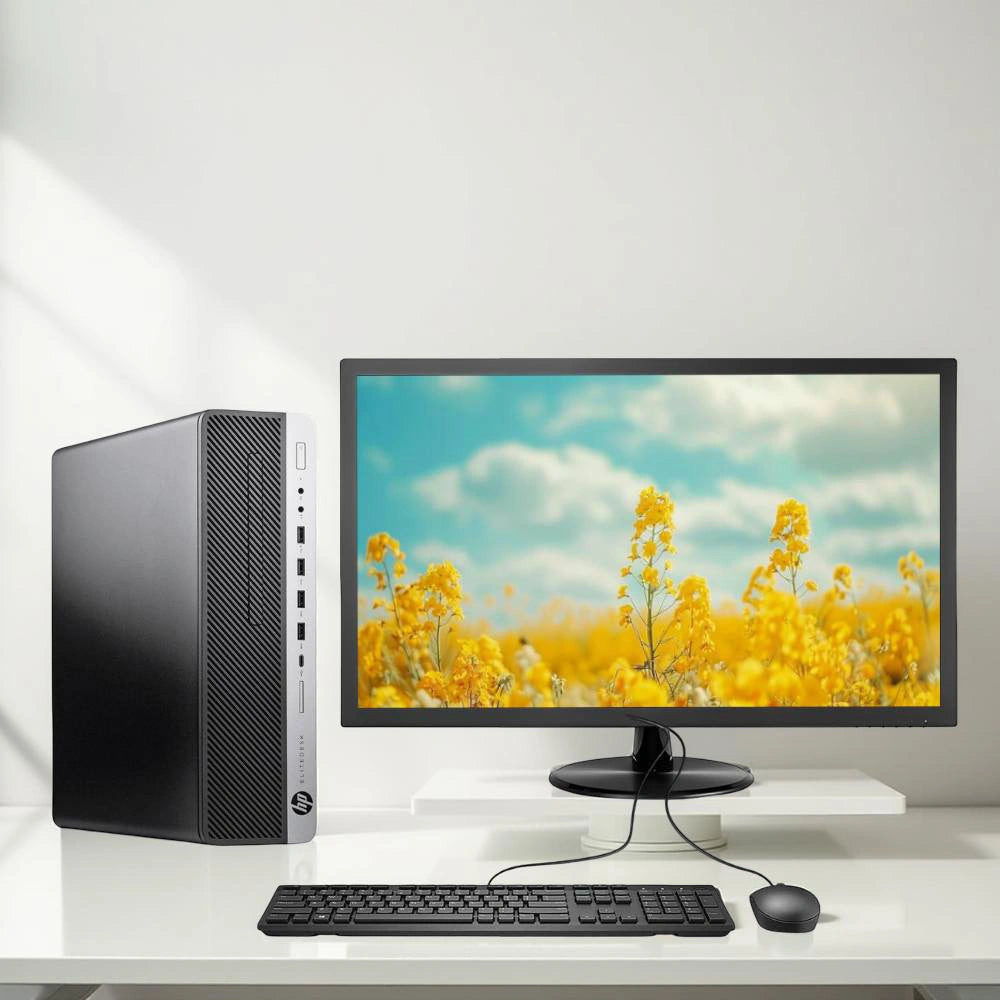 Certified Refurbished HP EliteDesk 800 G4 SFF – Intel Core i5 8th Gen | 8GB RAM | 256GB SSD | 22″ Monitor Fullset