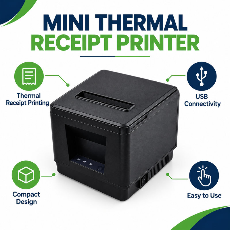 H200N Click Tech Mini USB Thermal Receipt Printer – Black