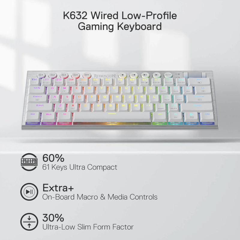 Redragon K632 Horus Mini 60% Low-Profile RGB Mechanical Gaming Keyboard