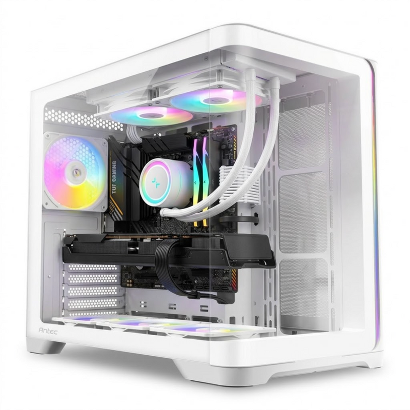 Ryzen 7 5700X + Radeon RX 9060 XT 16GB White Gaming PC | 32GB RGB RAM | 1TB NVMe | Liquid Cooled | Wi-Fi
