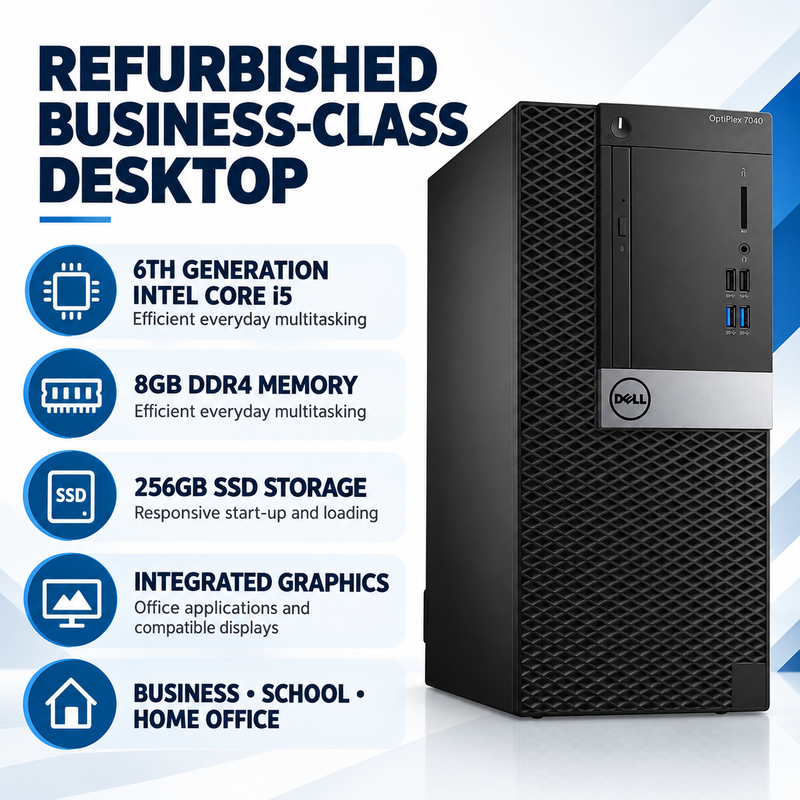 Refurbished Dell OptiPlex 7040 Mini Tower Core i5 6th Gen 8GB RAM 256GB SSD
