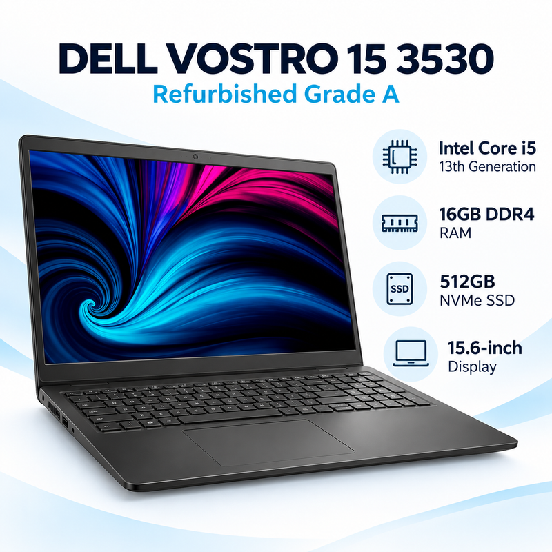 Refurbished Dell Vostro 15 3530 Core i5 13th Gen 16GB RAM 512GB NVMe SSD – Grade A