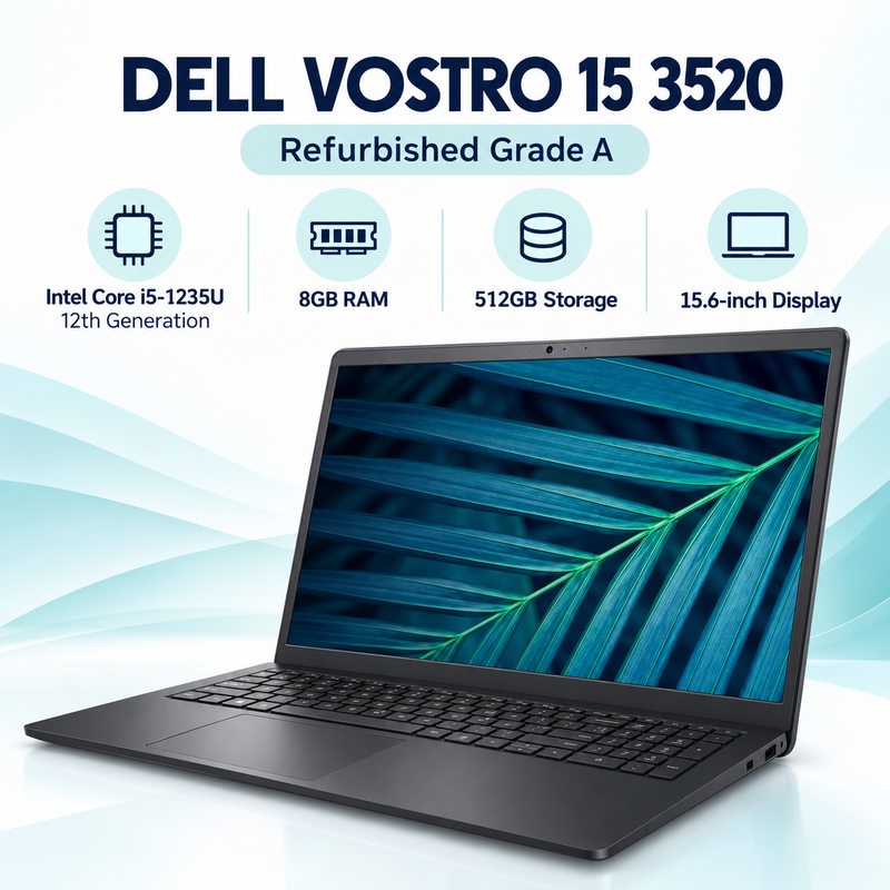Refurbished Dell Vostro 15 3520 Core i5 12th Gen 8GB RAM 512GB Laptop – Grade A