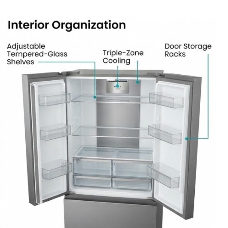 Hisense H751FS-WD 579L Multi-Door Refrigerator – Brushed Stainless Steel