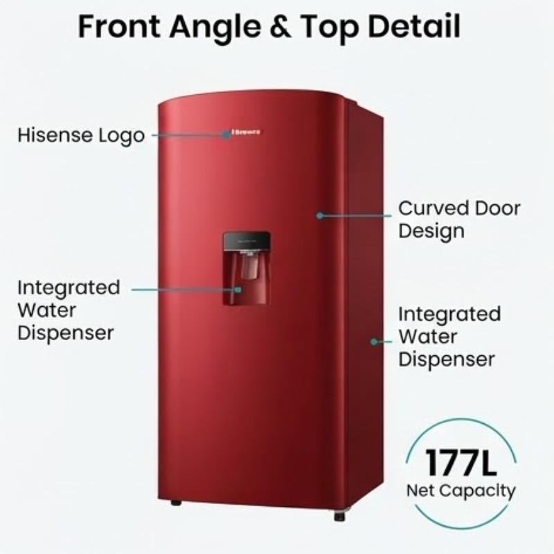 Hisense H235RRE-WD 177L Red Single Door Refrigerator