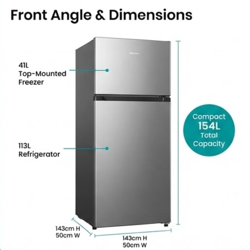 Hisense H225TTS 154L Double Door Top Freezer Refrigerator
